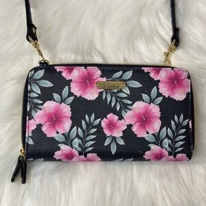 Buxton Pink and Blue Floral Crossbody Bag